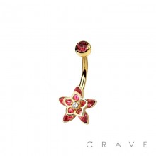 316L SURGICAL STEEL PLUMERIA HAWAII FLOWER NON DANGLE BELLY BUTTON NAVEL RING 